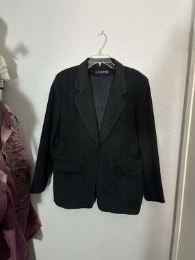 Vintage J.G. Hook Women's Charcoal Grey Single Button Wool Blazer